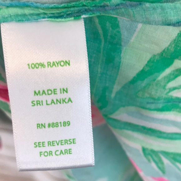 Lilly Pulitzer Green Pink V Neck Long Sleeve Blouse Top - Picture 6 of 8